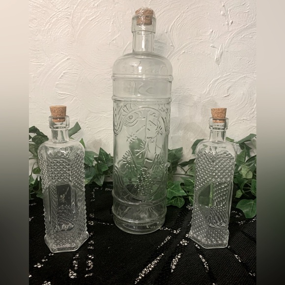 Other - Set of 3 New Decorative Glass Corked Bottles